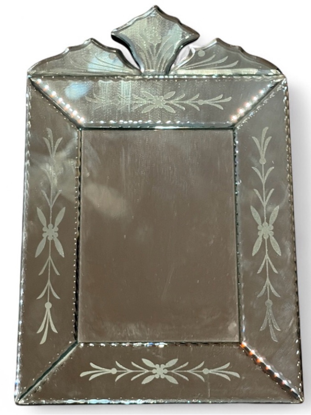 Vintage Venetian Style Floral Motif Glass Tabletop Mirror Elegant Classic Decor